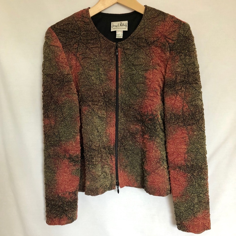 Joseph Ribkoff Vintage 80s Red, Brown, Gold Jacket